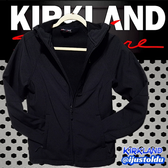 Kirkland Signature Fleece Lined Soft Shell Hooded Zip-Up Jacket, Black Woman's S - Picture 9 of 16